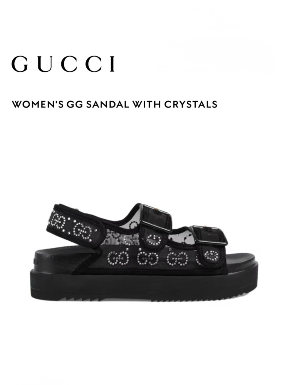 🐆Gucci Black Crystal GG Platform Sandal